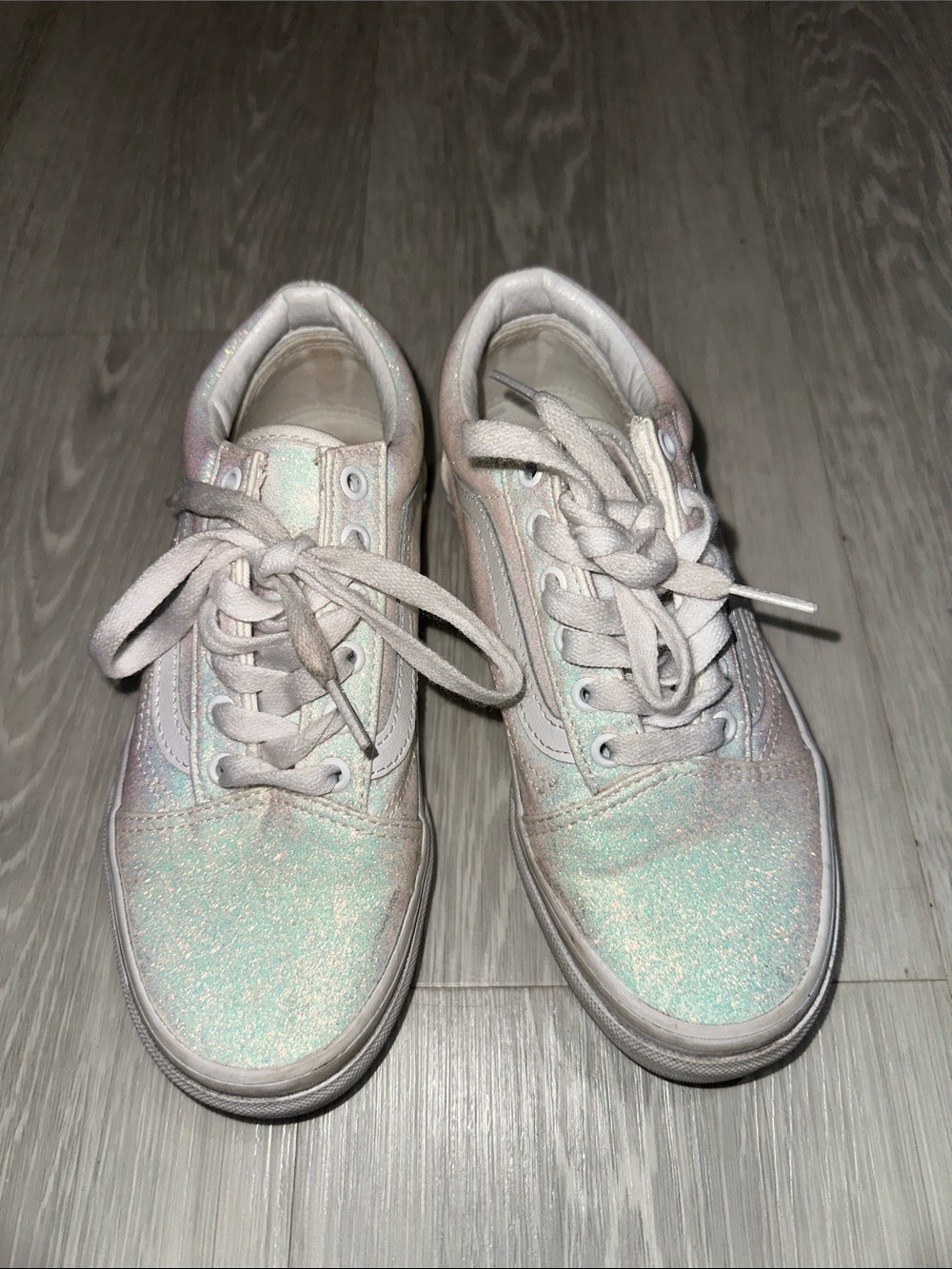 Vans Kids Iridescent Glitter Low Top Sneakers - Pink/Green